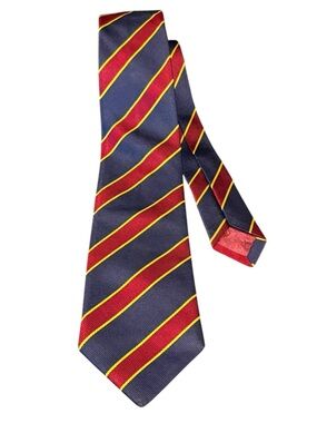 Kent & Curwen Mens Silk Repp Stripe Necktie Navy Burgundy Gold